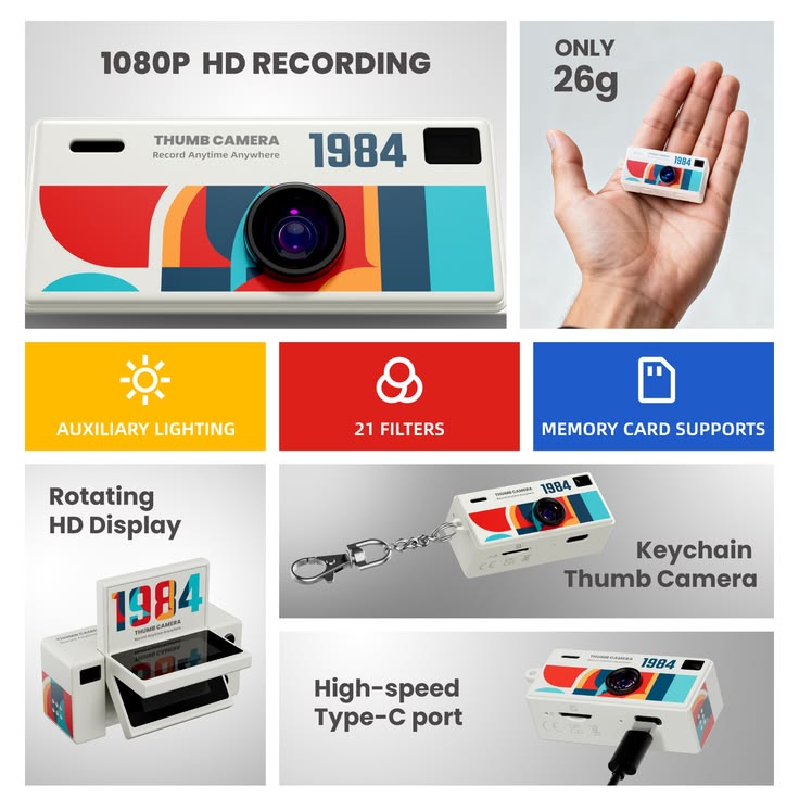 Retrora™ G6 Thumb Camera – Pocket-Sized Retro Digital Camera